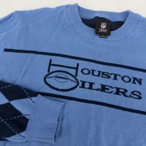 NEW Houston Oilers Crewneck Sweater Mens Large Blue Argyle NFL NWT